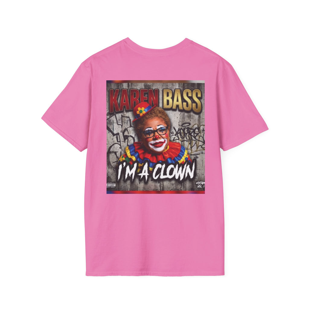 DumbAss Bass Clown Cityscape T-Shirt — Horror Carnival Graphic Tee