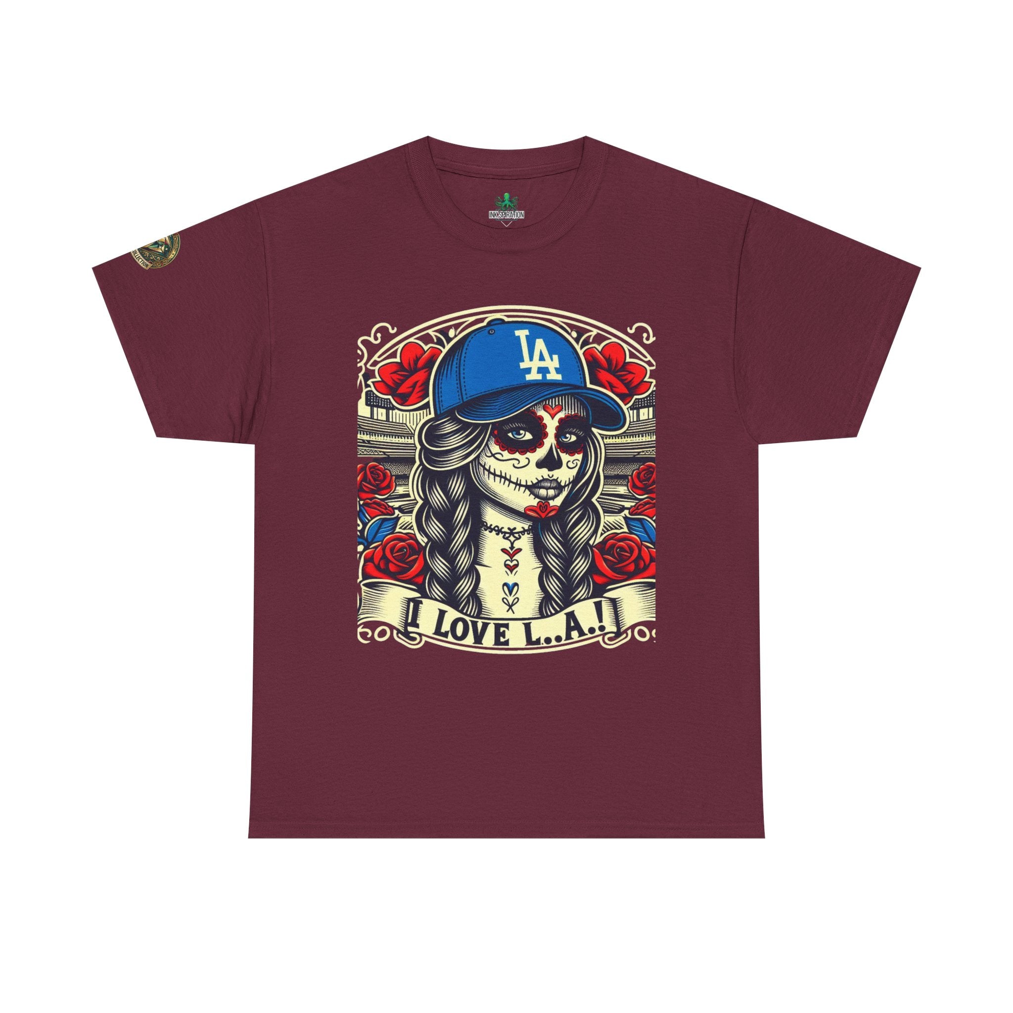 La Reina de L.A.- I Love L.A. Day of the Dead Baseball Shirt