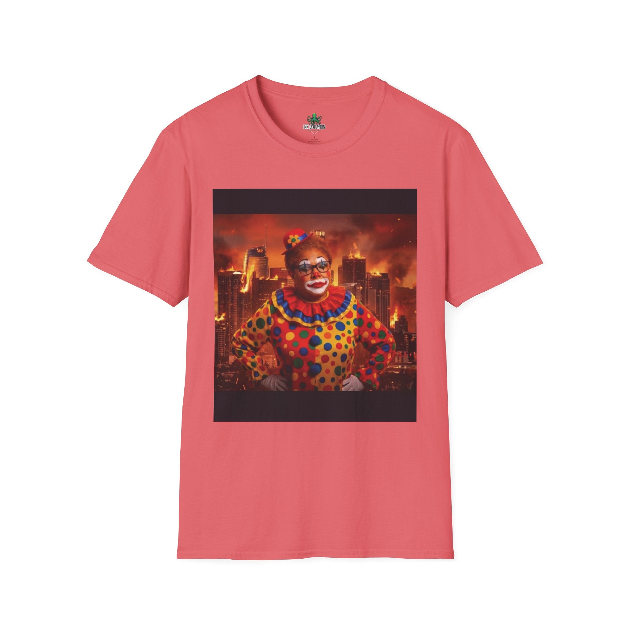 DumbAss Bass Clown Cityscape T-Shirt — Horror Carnival Graphic Tee