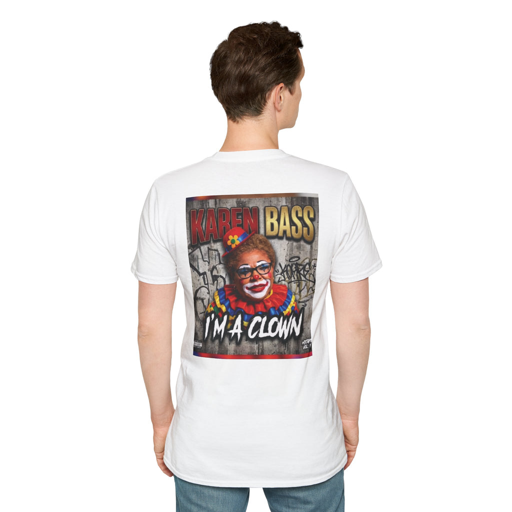 DumbAss Bass Clown Cityscape T-Shirt — Horror Carnival Graphic Tee