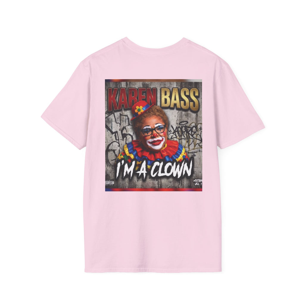 DumbAss Bass Clown Cityscape T-Shirt — Horror Carnival Graphic Tee