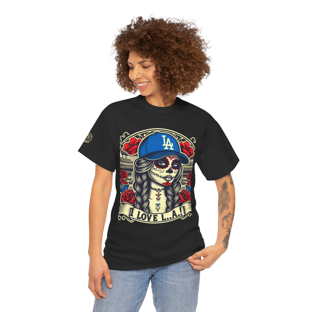 La Reina de L.A.- I Love L.A. Day of the Dead Baseball Shirt