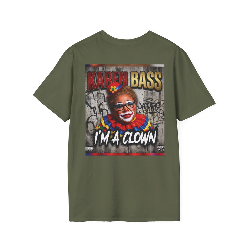 DumbAss Bass Clown Cityscape T-Shirt — Horror Carnival Graphic Tee