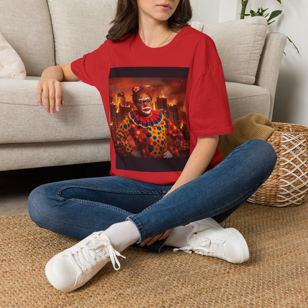 DumbAss Bass Clown Cityscape T-Shirt — Horror Carnival Graphic Tee