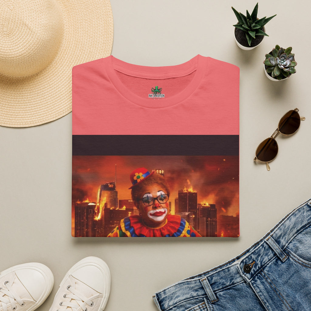 DumbAss Bass Clown Cityscape T-Shirt — Horror Carnival Graphic Tee