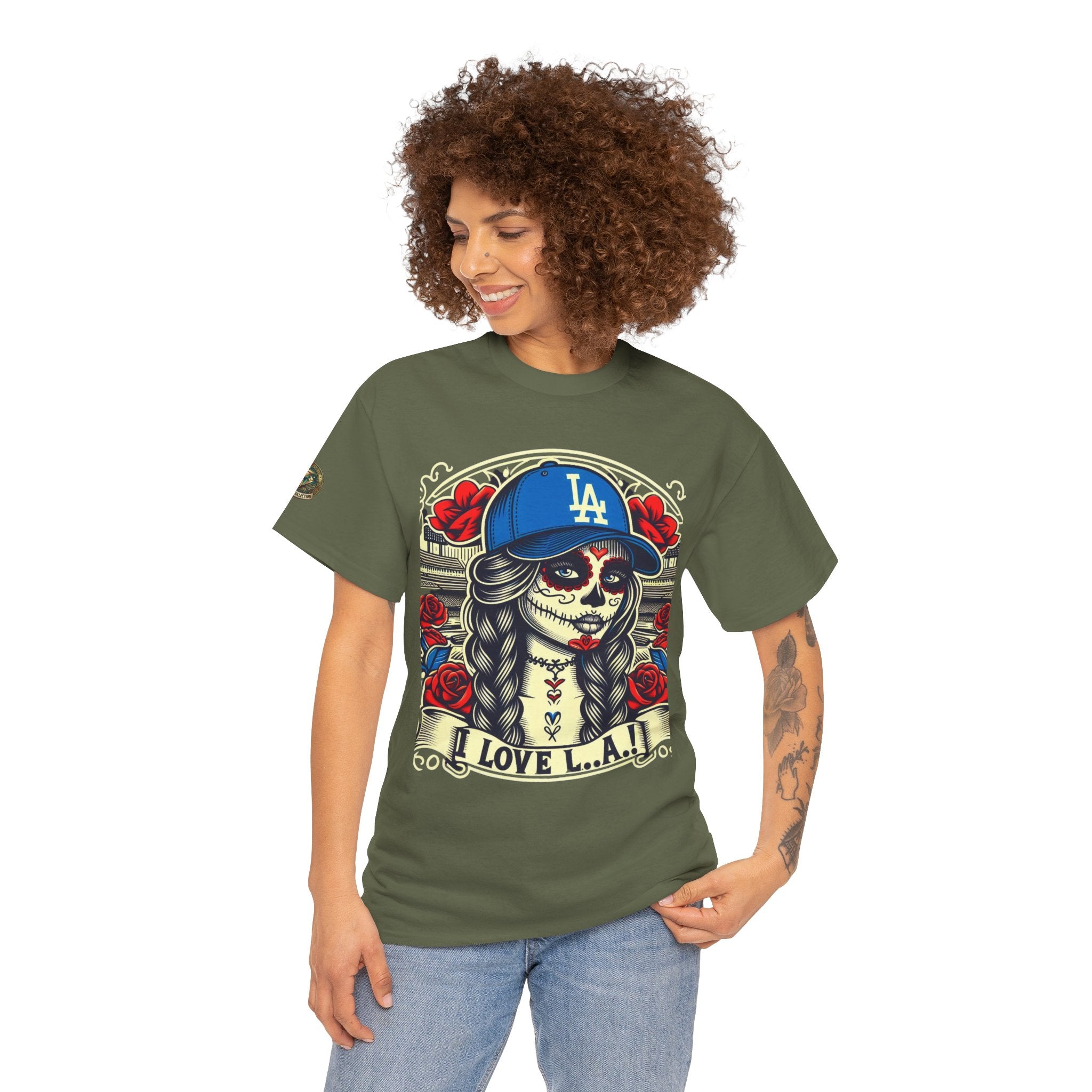 La Reina de L.A.- I Love L.A. Day of the Dead Baseball Shirt