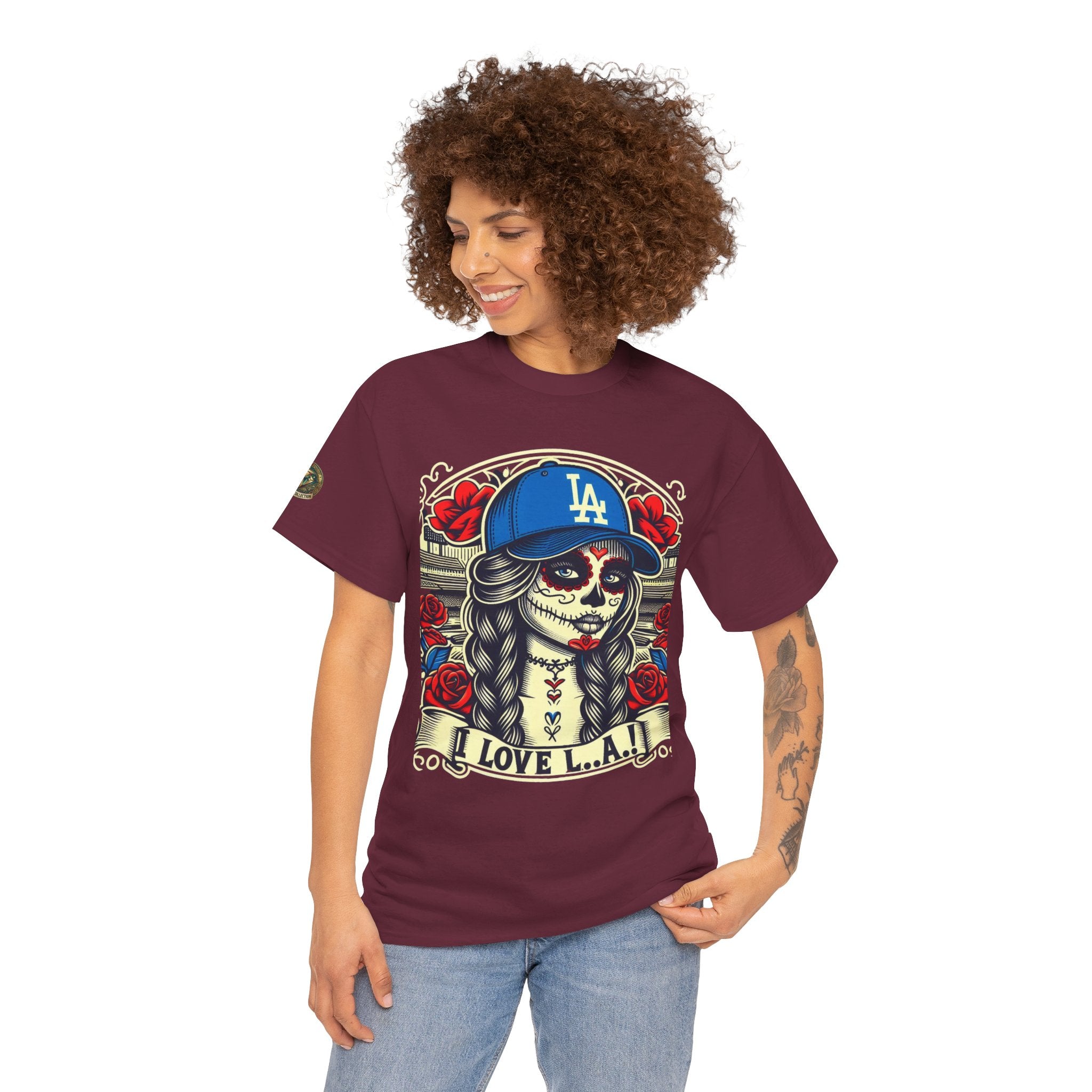 La Reina de L.A.- I Love L.A. Day of the Dead Baseball Shirt