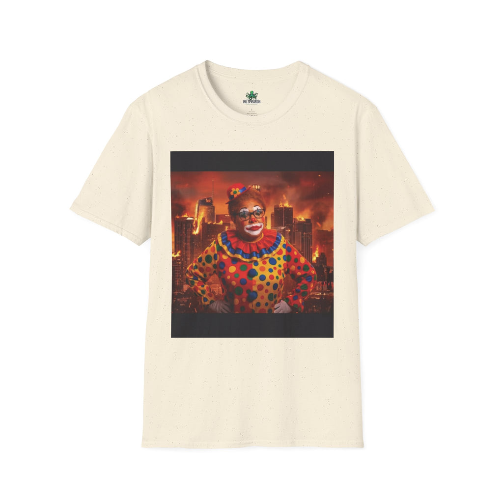 DumbAss Bass Clown Cityscape T-Shirt — Horror Carnival Graphic Tee