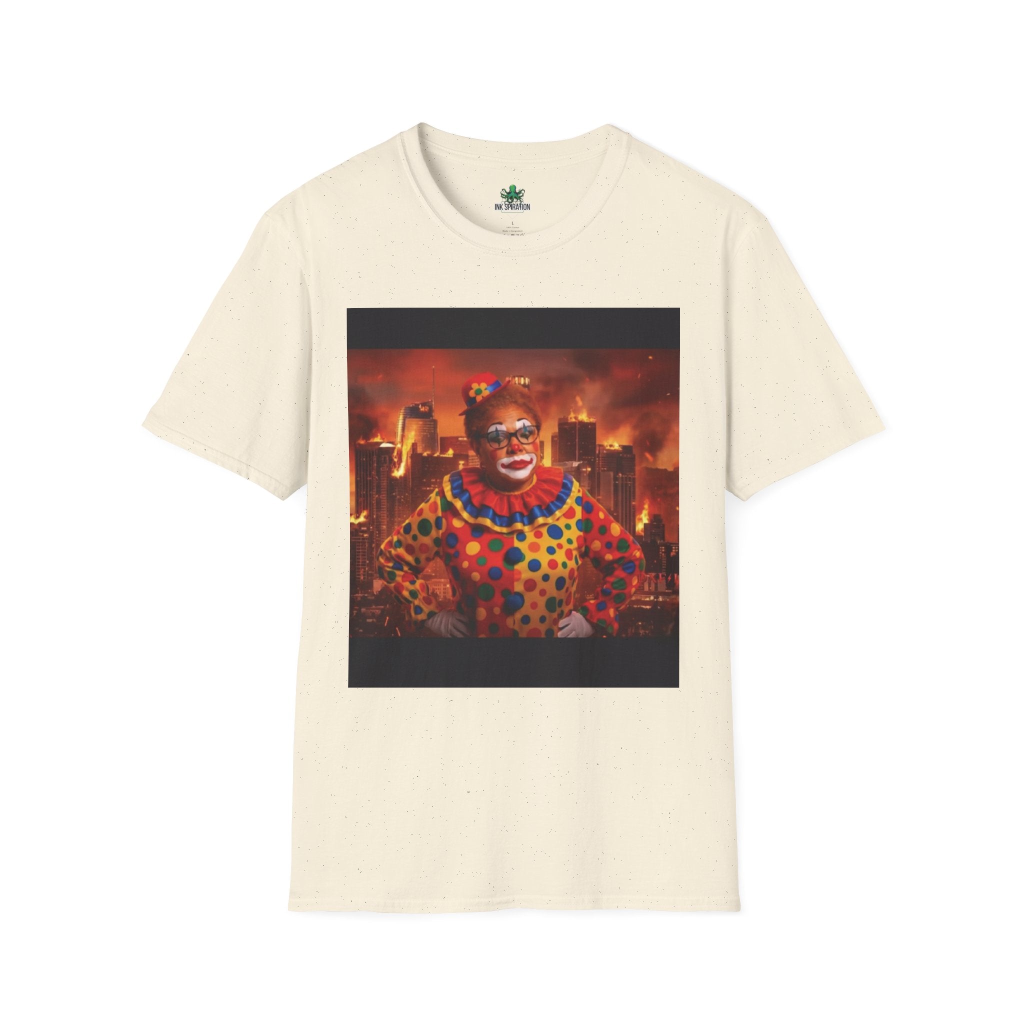 DumbAss Bass Clown Cityscape T-Shirt — Horror Carnival Graphic Tee