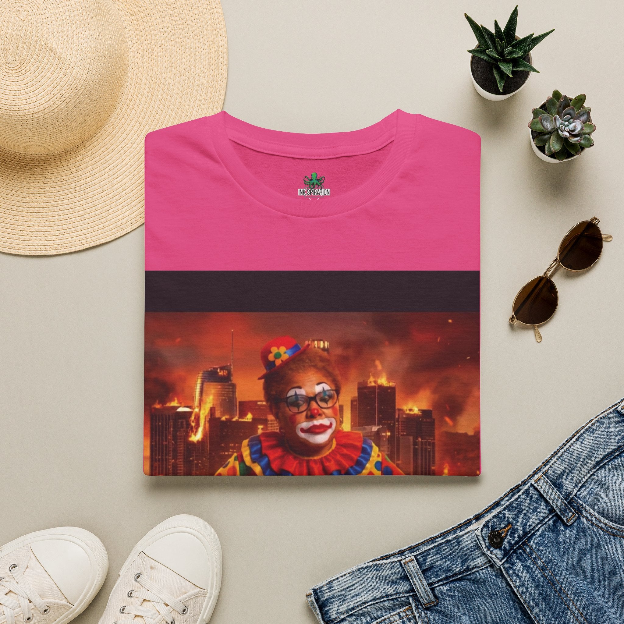 DumbAss Bass Clown Cityscape T-Shirt — Horror Carnival Graphic Tee