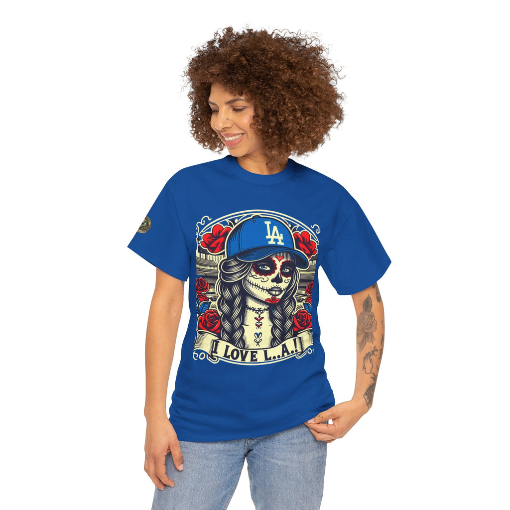 La Reina de L.A.- I Love L.A. Day of the Dead Baseball Shirt