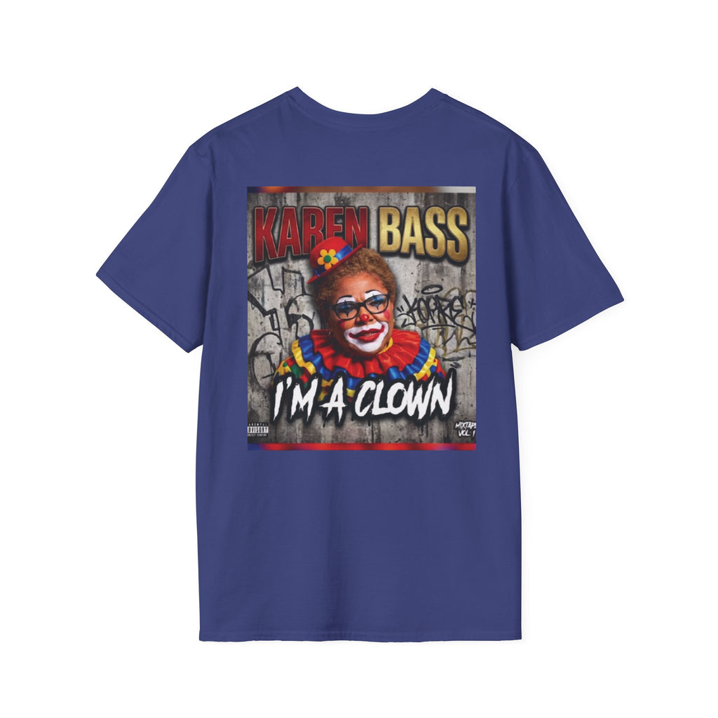 DumbAss Bass Clown Cityscape T-Shirt — Horror Carnival Graphic Tee