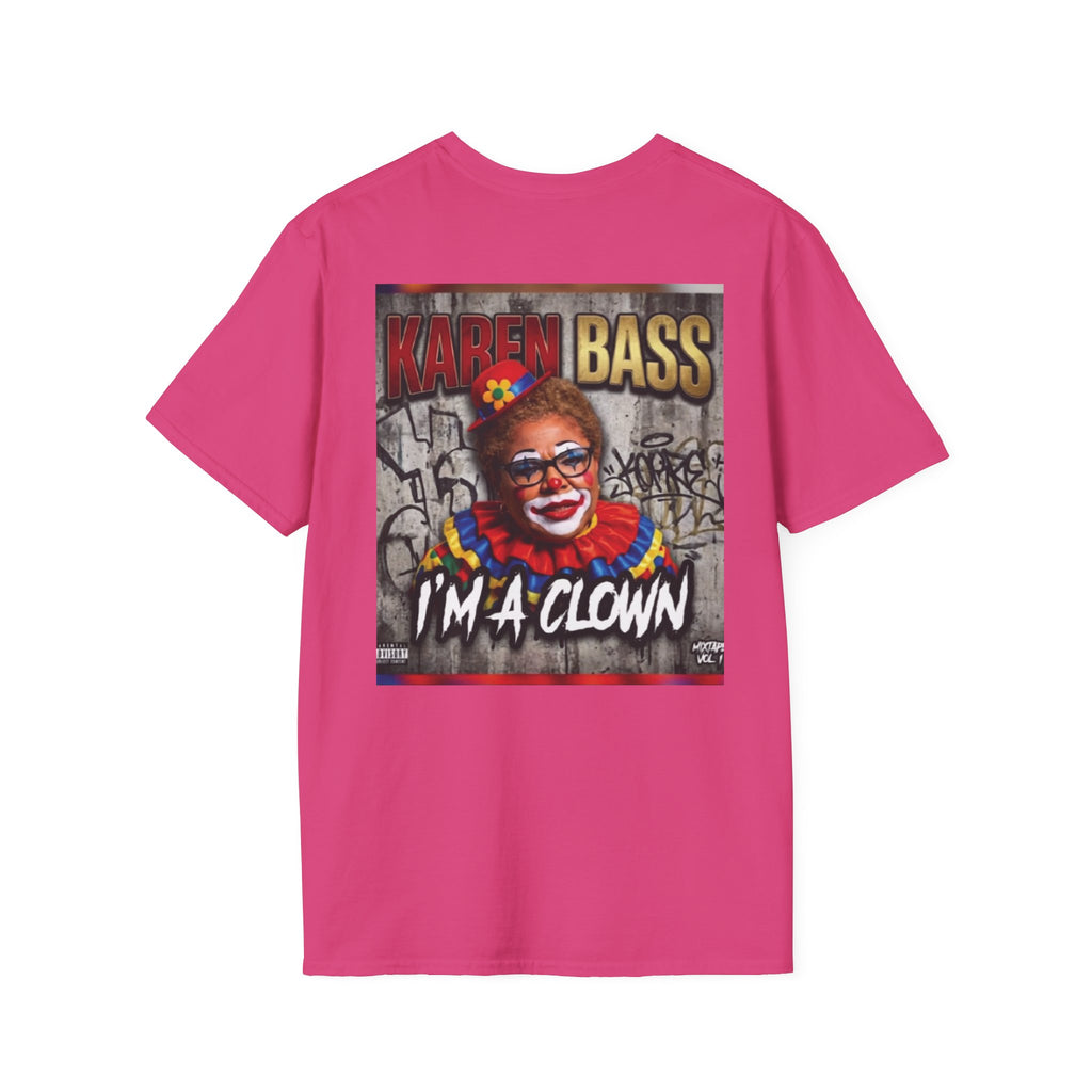 DumbAss Bass Clown Cityscape T-Shirt — Horror Carnival Graphic Tee
