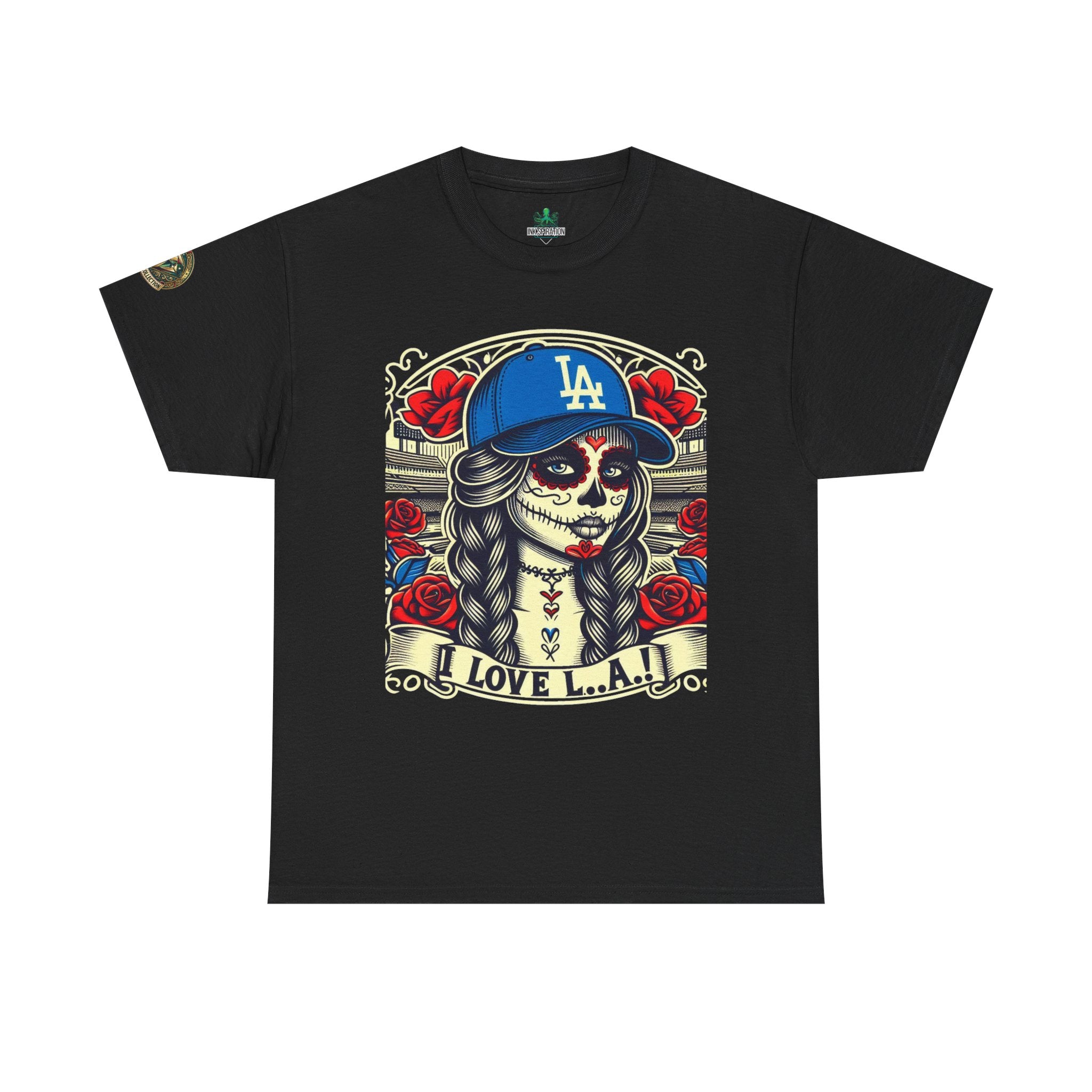 La Reina de L.A.- I Love L.A. Day of the Dead Baseball Shirt