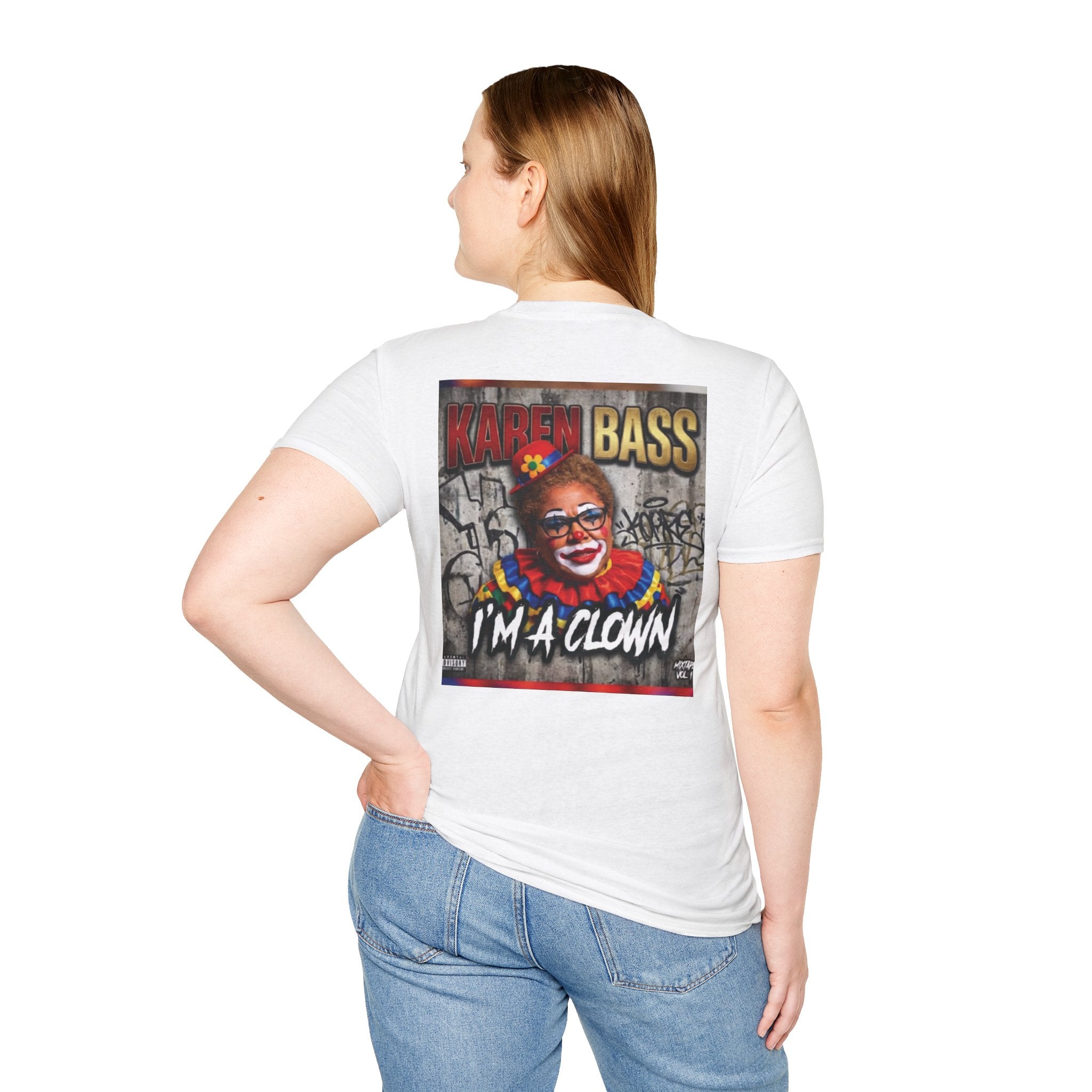 DumbAss Bass Clown Cityscape T-Shirt — Horror Carnival Graphic Tee