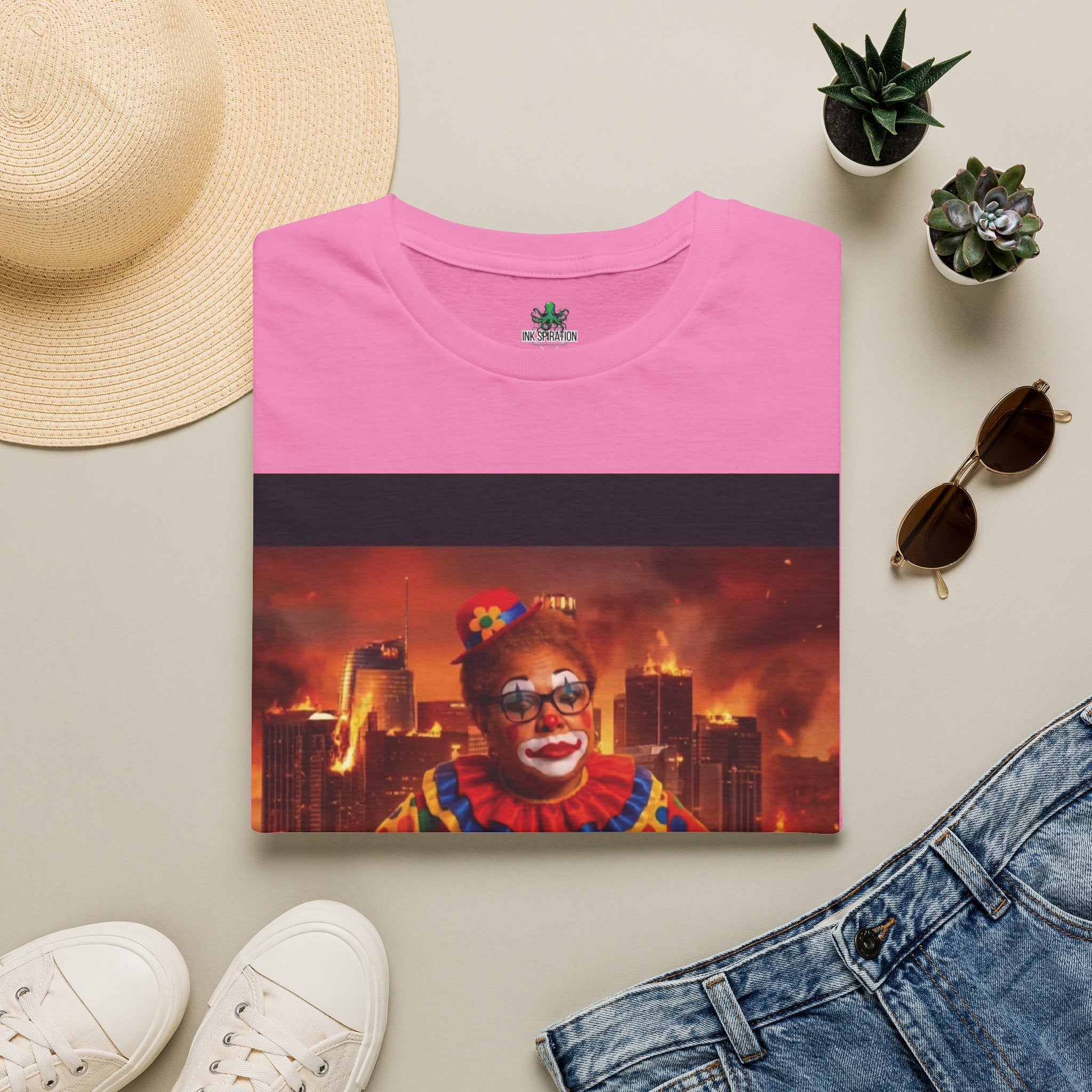 DumbAss Bass Clown Cityscape T-Shirt — Horror Carnival Graphic Tee