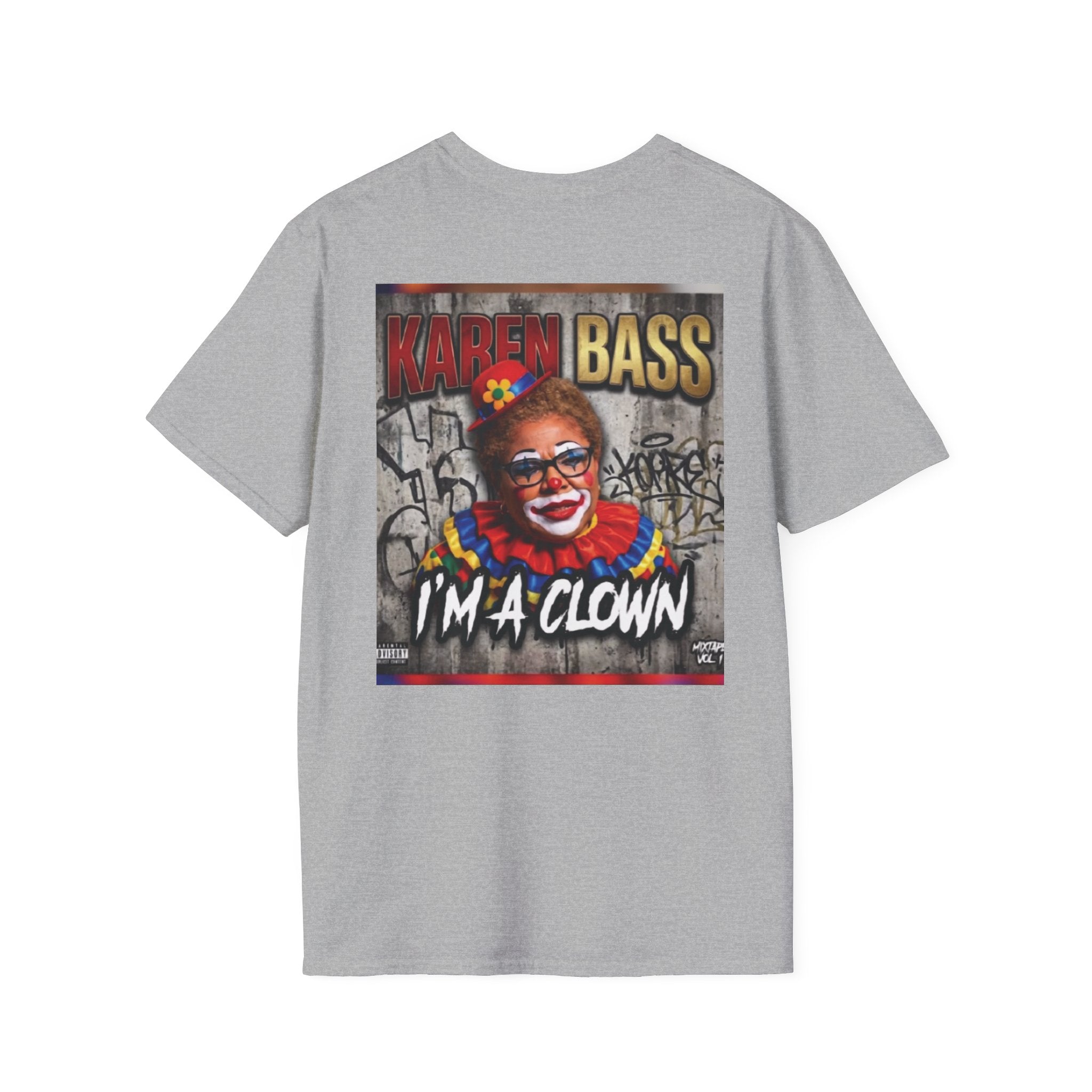 DumbAss Bass Clown Cityscape T-Shirt — Horror Carnival Graphic Tee